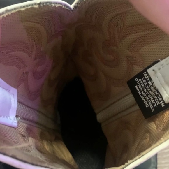 Fancy Mesquite Women's US 6.5 M Embroidered Pink Taupe White Dress Cowboy Boots - Picture 6 of 6